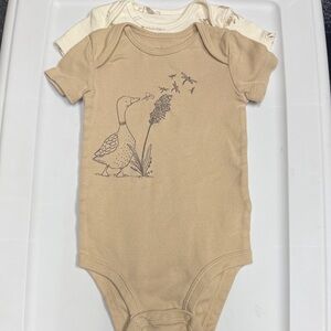 2 Pack- Tan and Cream Baby One Pieces Set